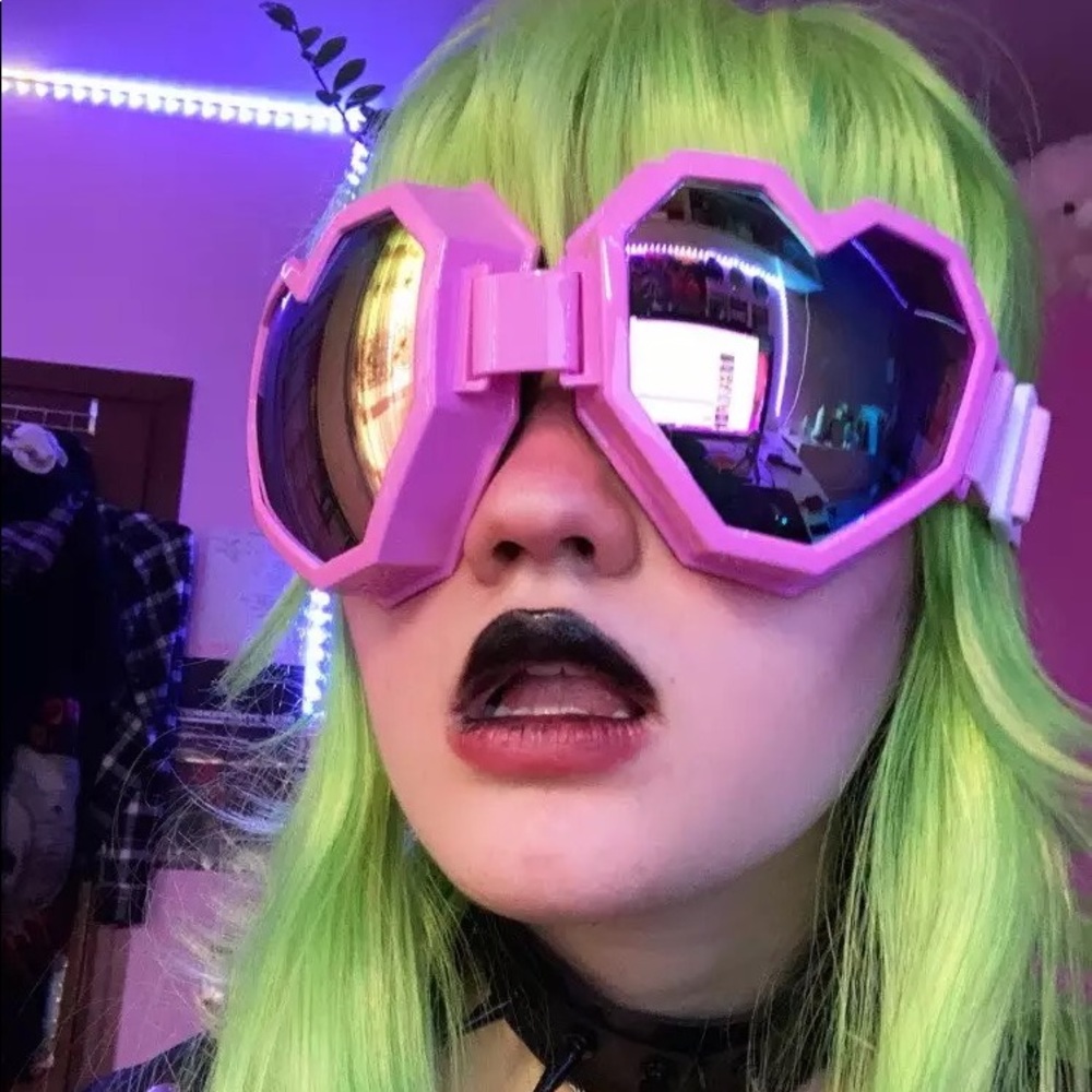 Pink Heart Shape Goggles Mirror Sunglasses